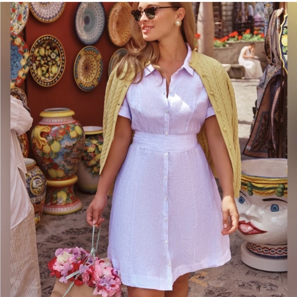 Hill House NWT The Laura Dress, Lilac Stripe Seersucker